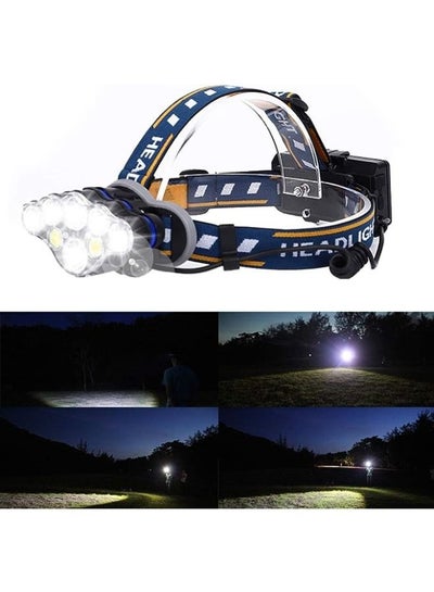Multi-Function Headlight Flashlight 18000 Lumens, Waterproof Head Torch Heads Light with Red Light for Camping, Fishing, Car Repair, with 2 Batteries and USB Cable