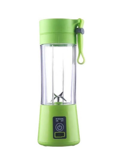 Portable Wireless Rechargeable 4 Blades USB Electric Blender Juicer Cup Plastic Fruit Grinder 380ml Juice Bottle Mini Automatic Smoothie Cider Device (Green)