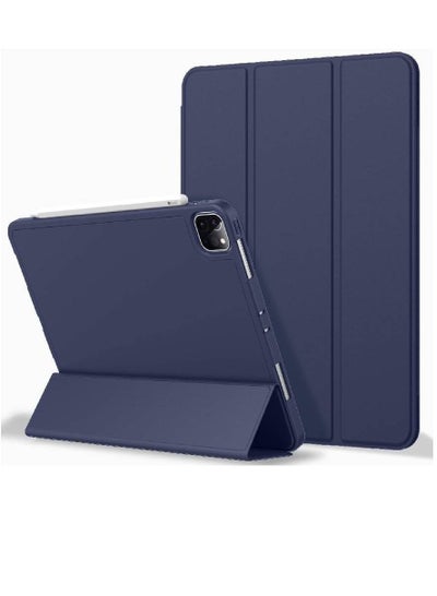 iPad Pro 12.9 Case 2020 with Pencil Holder (4th Generation), Premium Protective Case Cover with Soft TPU Back and Auto Sleep/Wake Feature for 2020/2018 Dark Blue