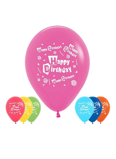 12-Piece 2 Sides Happy Birthday Round Latex Balloon 12inch
