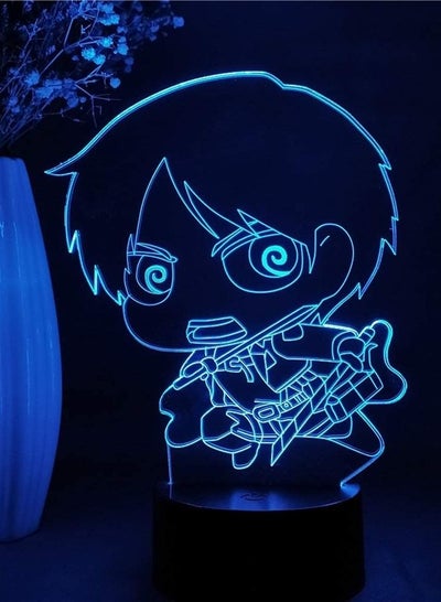 3D Stereo Night Light Anime Attack On Titan Night Light Kids Gift Bedroom Decor Eren Jaeger Figure Nightlight Led 3d Cartoon Table Lamp Colorful Night Desk Light For Otaku Anime Fans Gifts