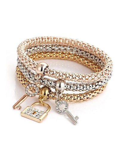 Silver and rose gold women's bracelet jewelry set