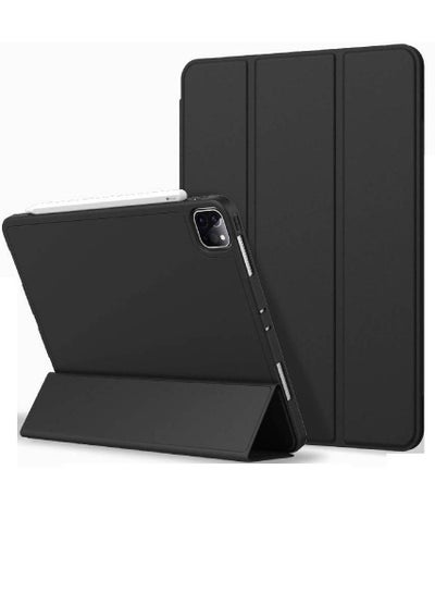 iPad Pro 12.9 Case 2020 with Pencil Holder (4th Generation), Premium Protective Case Cover with Soft TPU Back and Auto Sleep/Wake Feature for 2020/2018 Black