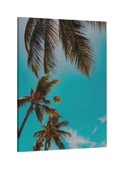 Palms Printed Framed Canvas Wall Art Blue/Green 60x80centimeter
