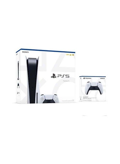 Play Station 5 Console (Disc Version) With Extra Wireless Controller - White