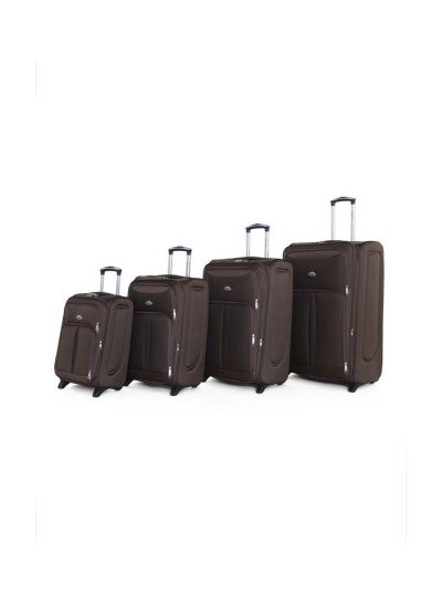 Soft Shell Trolley Luggage Set of 4 Expandable Lightweight Suitcase With 2 Wheels Suitcase Set Brown