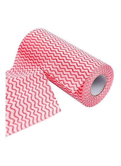 Non Woven Reusable Cleaning Wipe Wash Towel For Kitchen - Household 50Pcs Roll Red 25.5x29cm