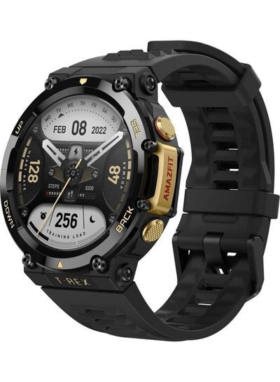 T-Rex 2 Smartwatch Rugged Outdoor GPS 15 Military-Grade Tests Real-Time Navigation 24-Day Battery Strength Exercise 150+ Sport Modes Water Resistant Astro Black & Gold